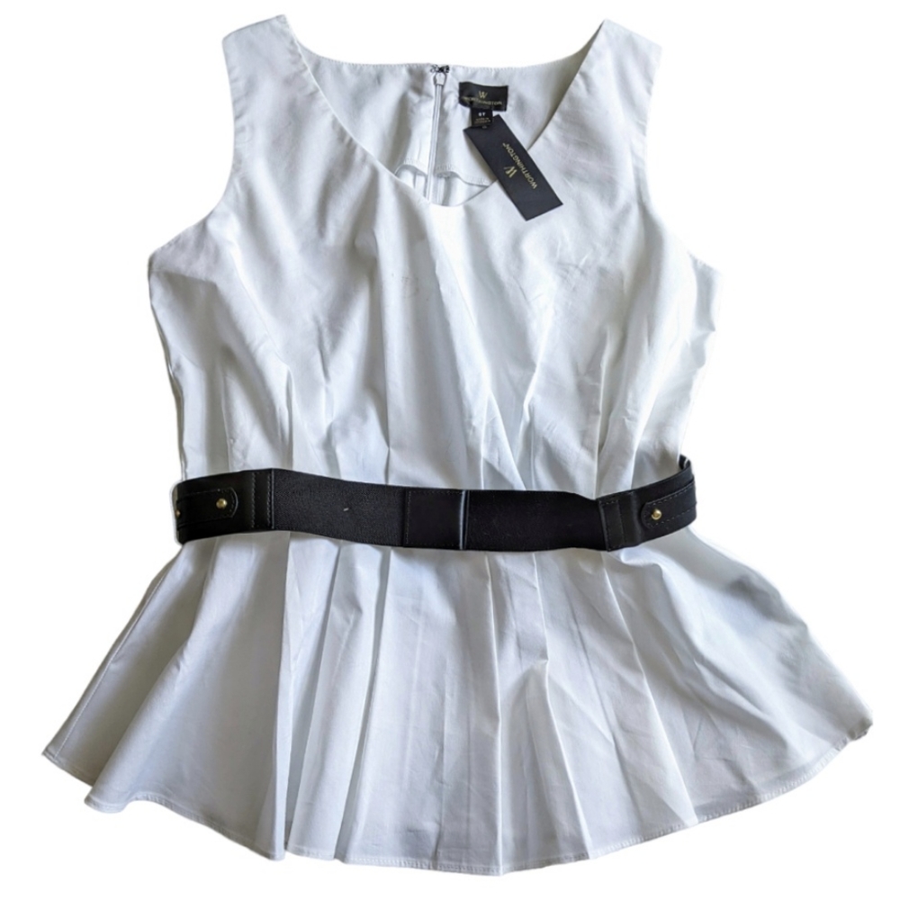 NWT! Worthington Peplum Belted Sleeveless Blouse